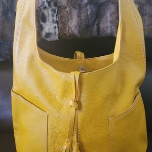 NWOT Laggo Hobo Slouch Bag, Yellow pebble leather
